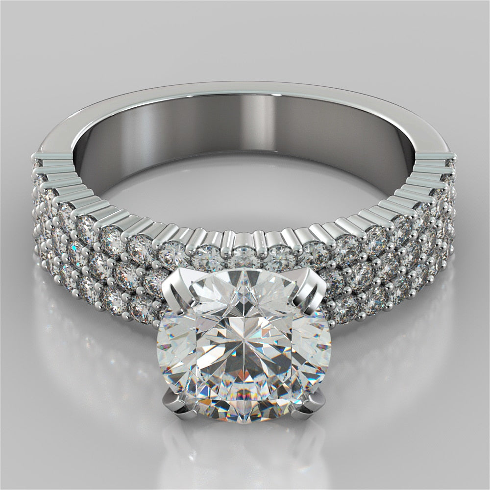 2.0CT Round Cut Lab grown Diamond Brilliant Pavé-Style Engagement Ring