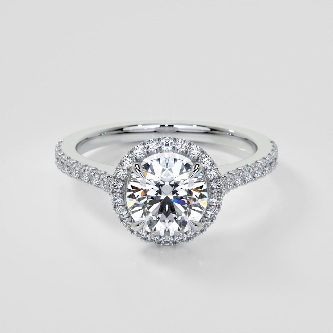 Lab Grown Diamond Round Cut Halo Engagement Ring With Accents