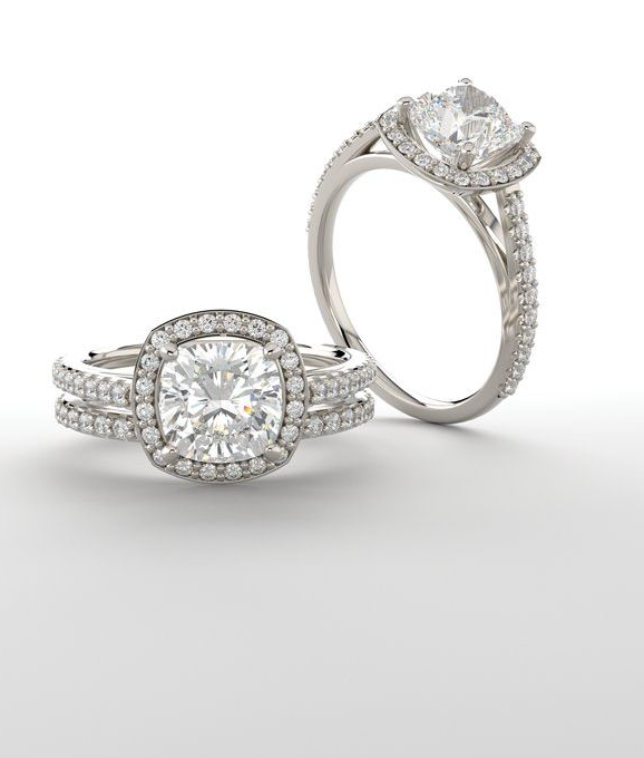 2.30CTW Cushion Halo-Style Lab Grown Diamond Engagement Ring