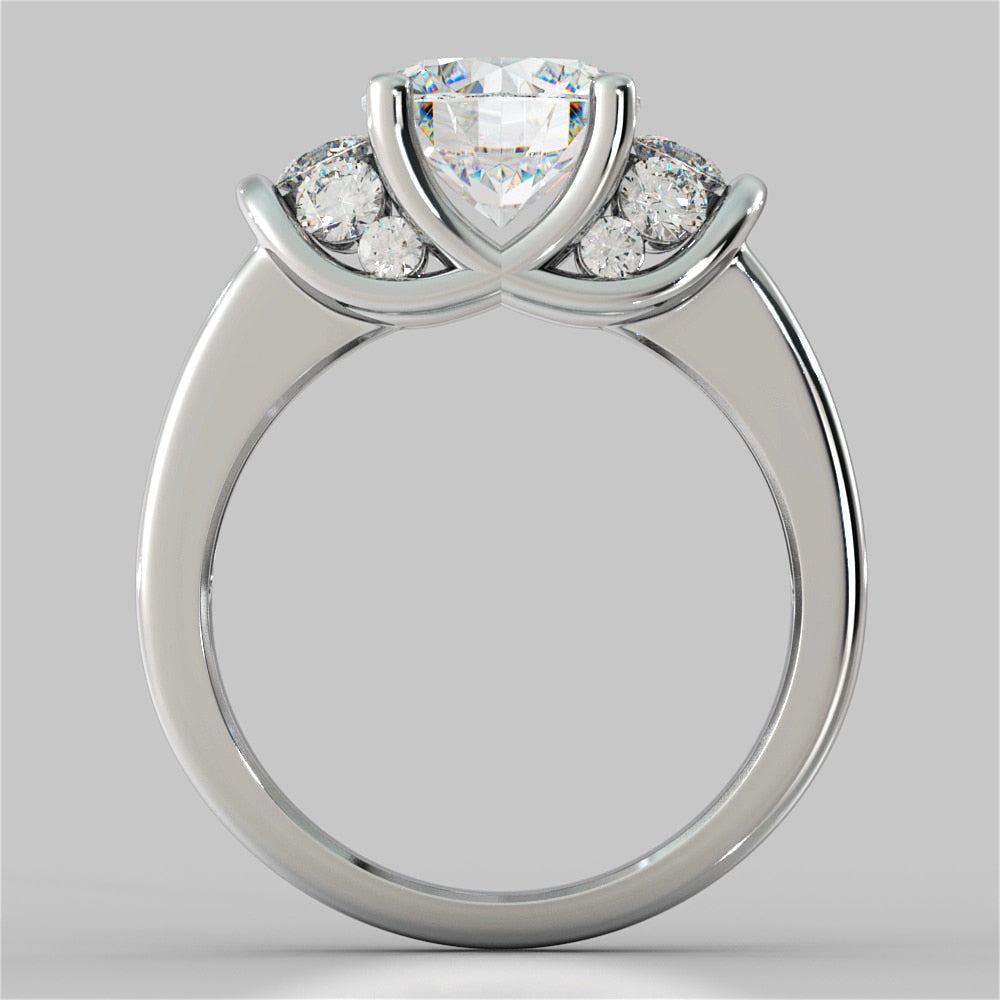 2.0CT Round Cut Lab Grown Diamond Trellis Style Tapered Engagement Ring
