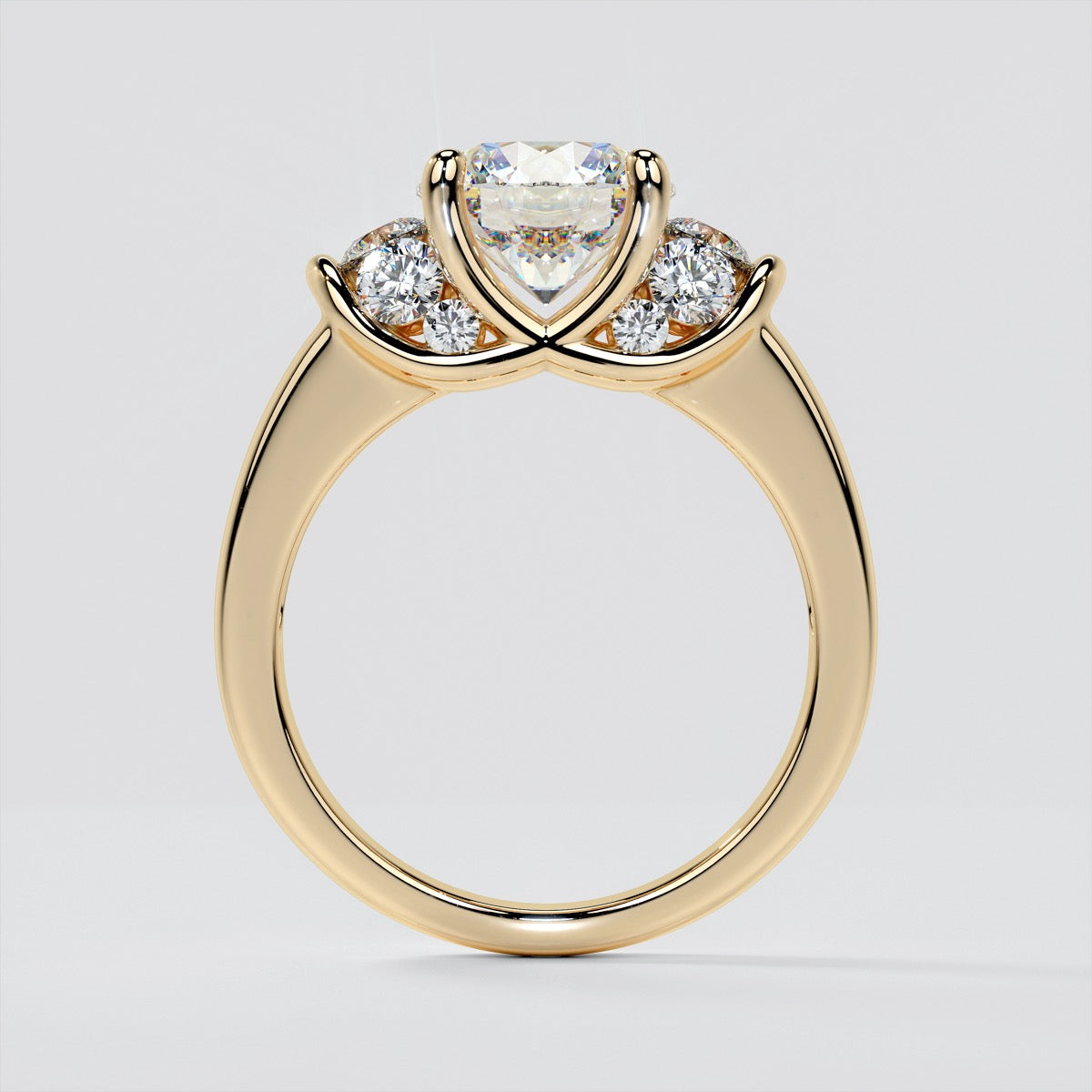 Round Cut Trio Wedding Set With 2 Matching Bands