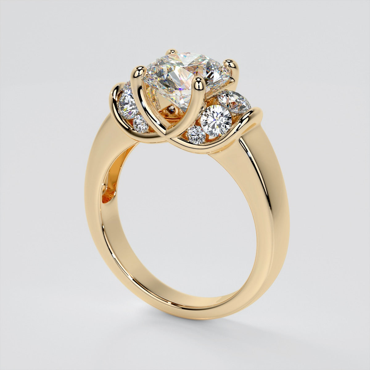 Round Cut Tapered Trellis Style Wedding Set