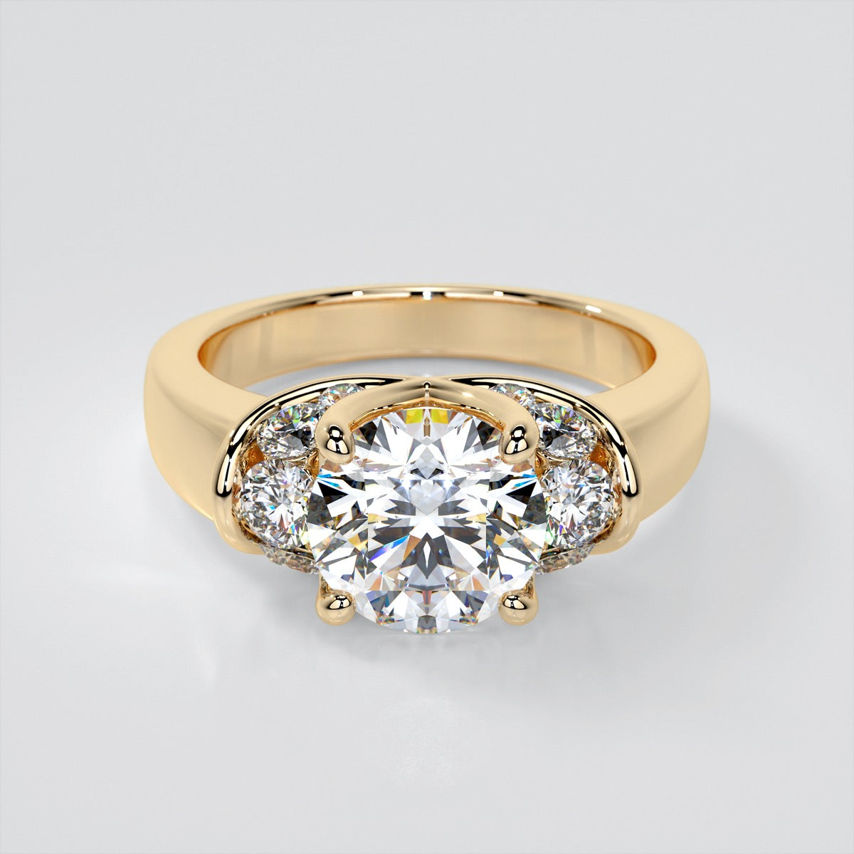 2.0CT Round Cut Lab Grown Diamond Trellis Style Tapered Engagement Ring