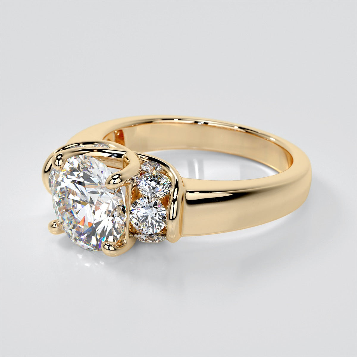 2.0CT Round Cut Lab Grown Diamond Trellis Style Tapered Engagement Ring