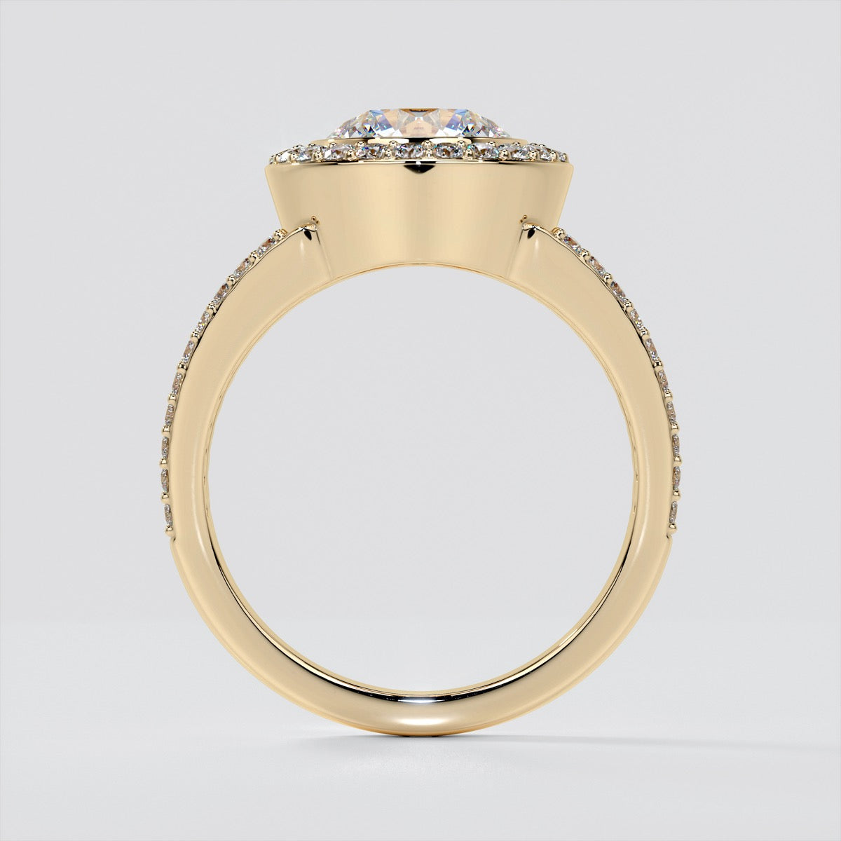 2.0CT Round Cut Lab Grown Diamond Split Shank Halo Engagement Ring