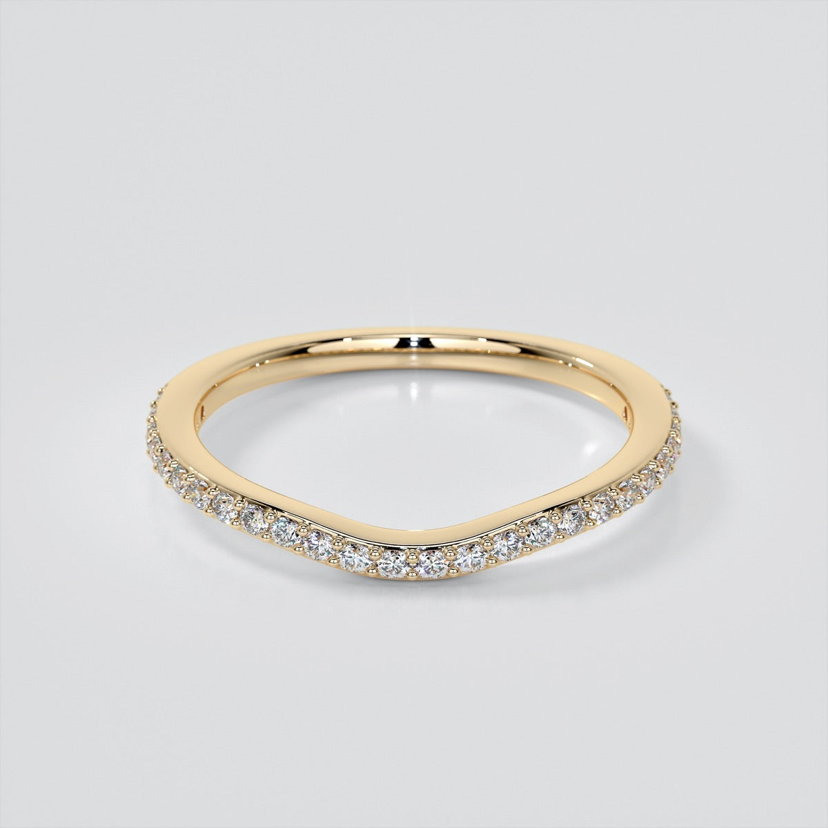 Round Cut Wedding Band For Bezel Style Ring