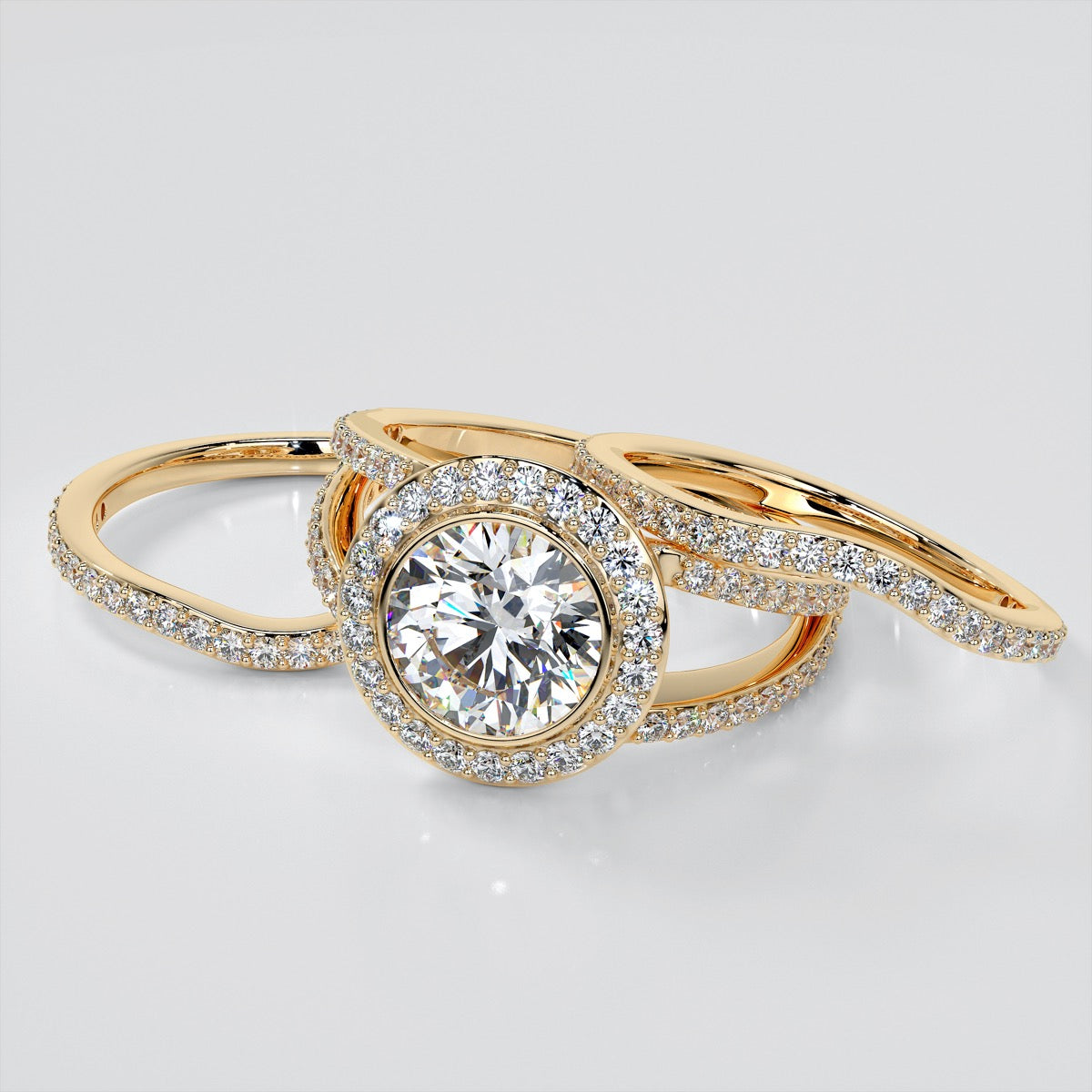 2.0CT Round Cut Lab Grown Diamond Split Shank Halo Engagement Ring