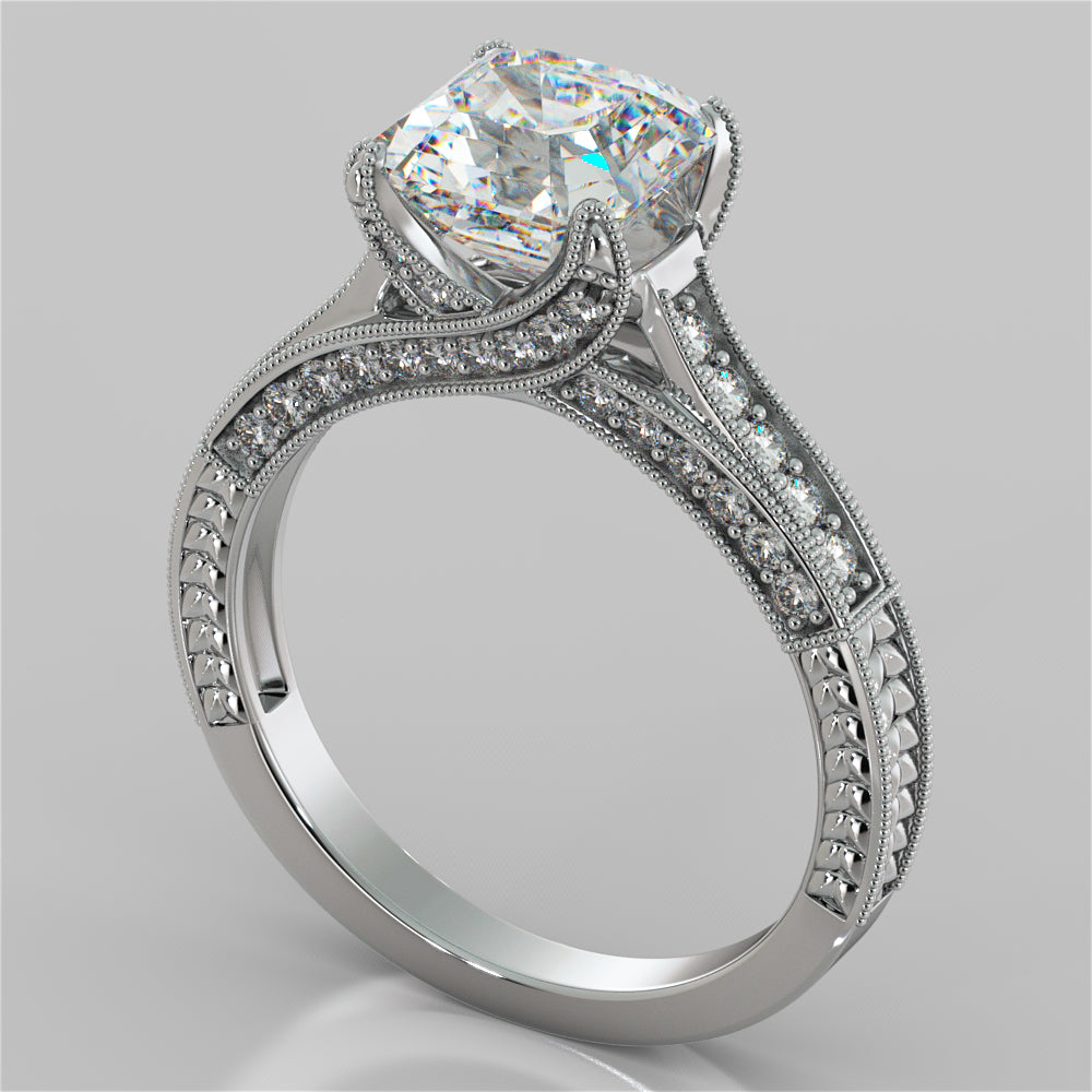 2.75Ct Asscher Cut Vintage-Style Wedding Set in 14K White Gold