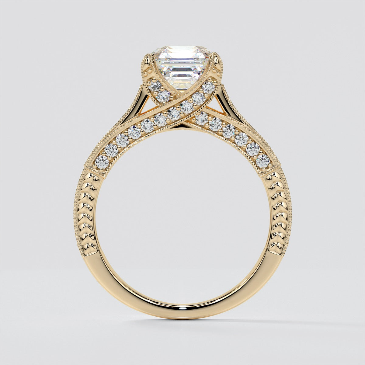 2.0CT Asscher Cut Lab Grown Diamond Vintage-Style Engagement Ring