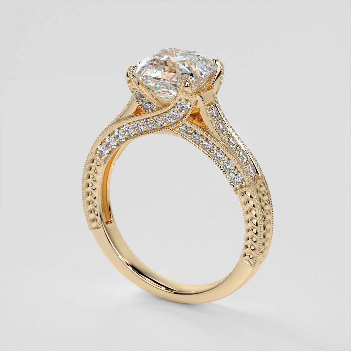 Asscher Cut Vintage-Style Engagement Ring