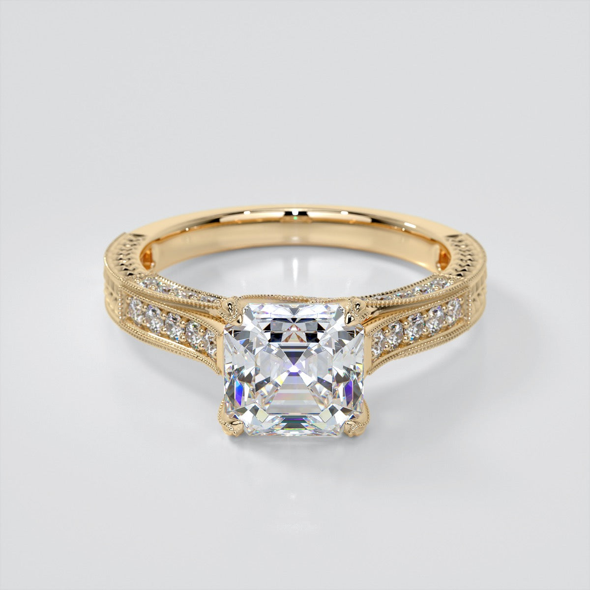 Asscher Cut Vintage-Style Engagement Ring
