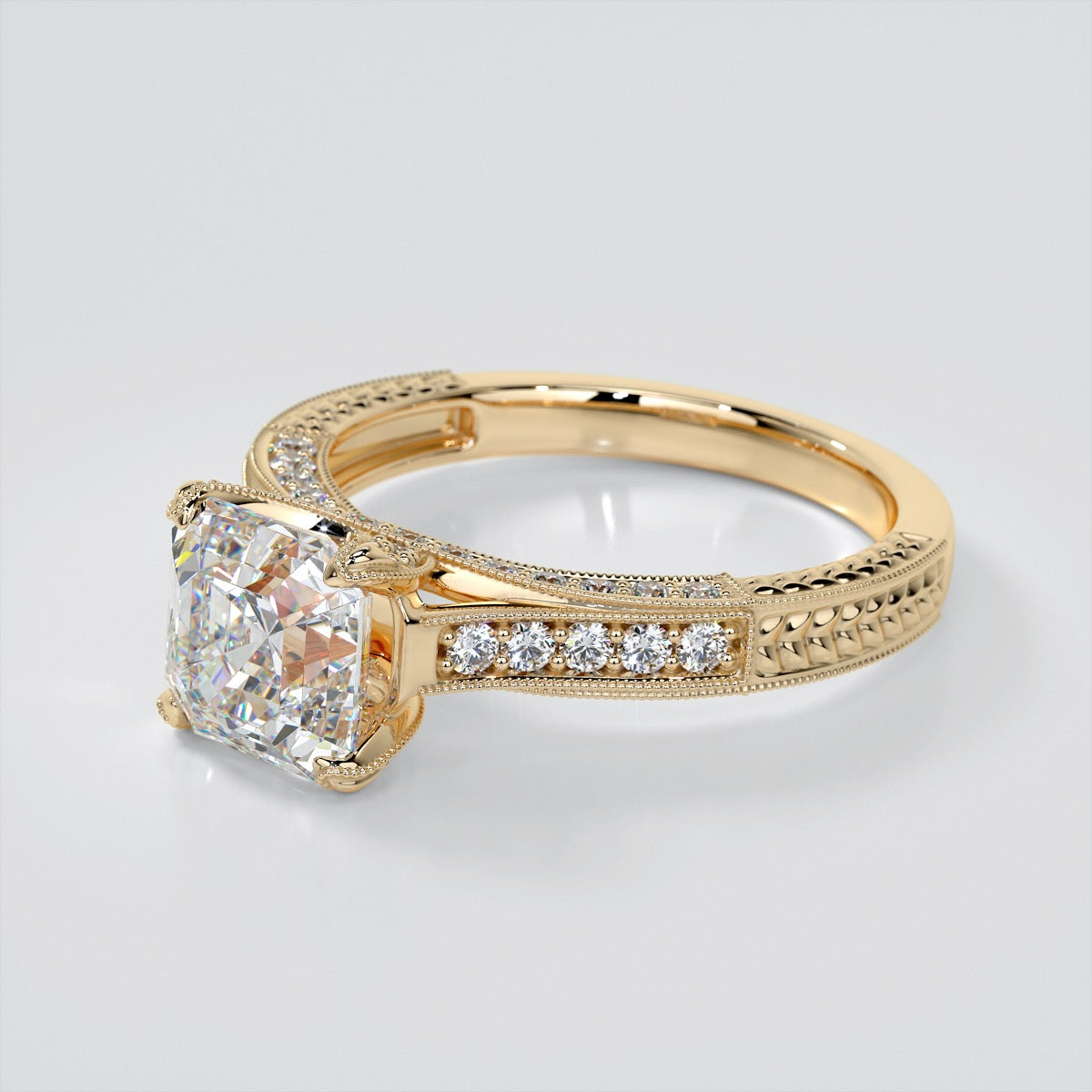 Asscher Cut Vintage-Style Engagement Ring