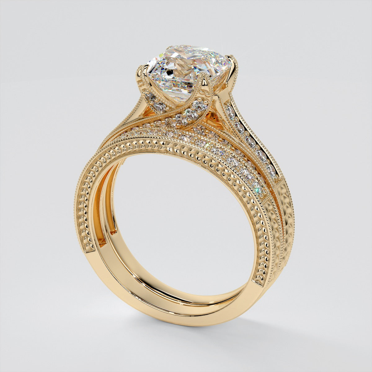 Asscher Cut Vintage-Style Engagement Ring