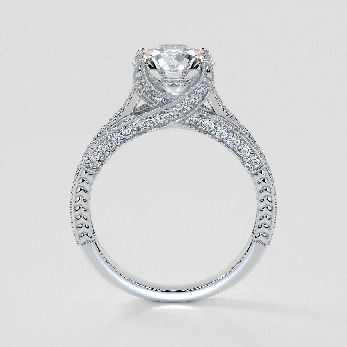 2.0CT Round Cut  Lab Grown Diamond Antique-Style Engagement Ring