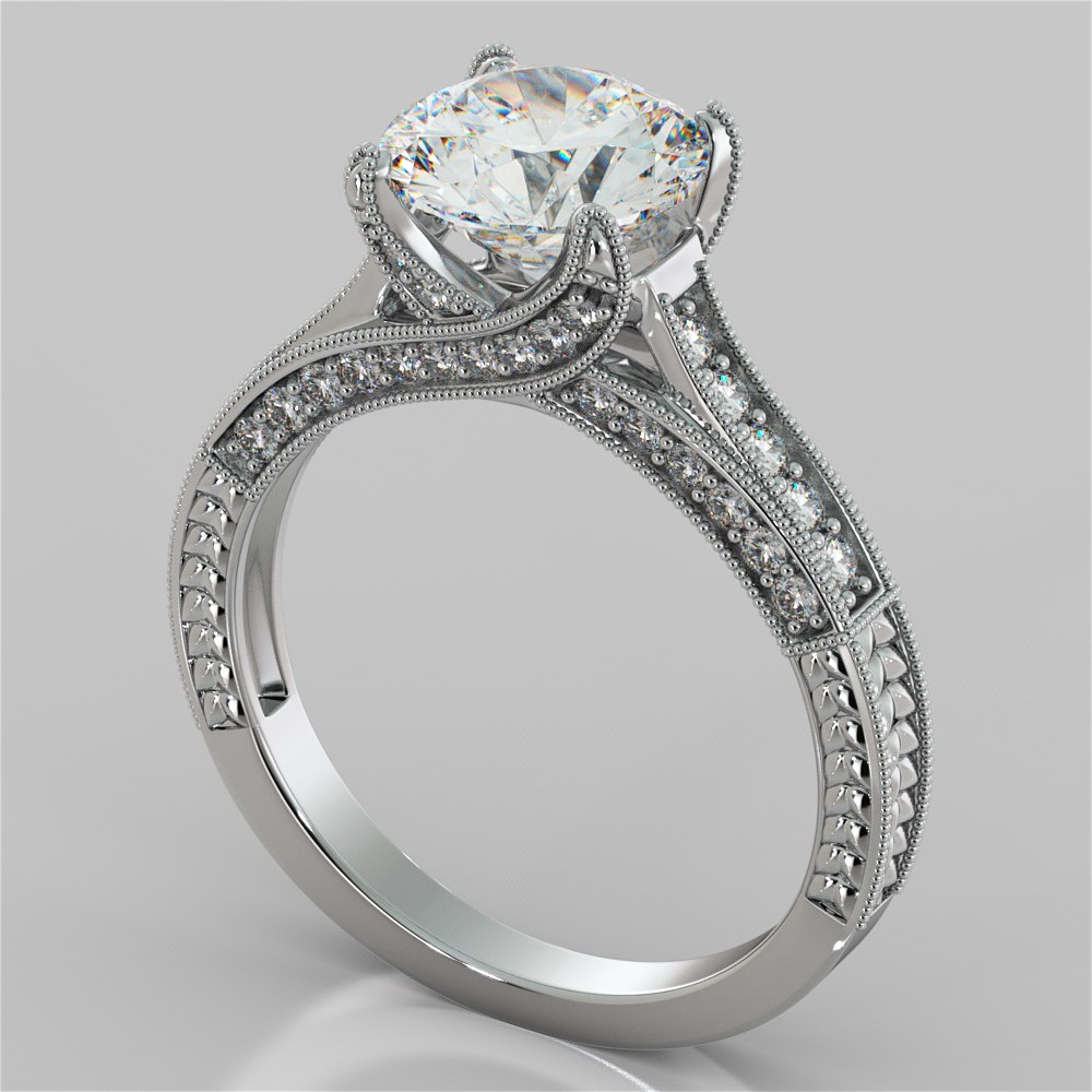 Antique Style Round Cut Wedding Set