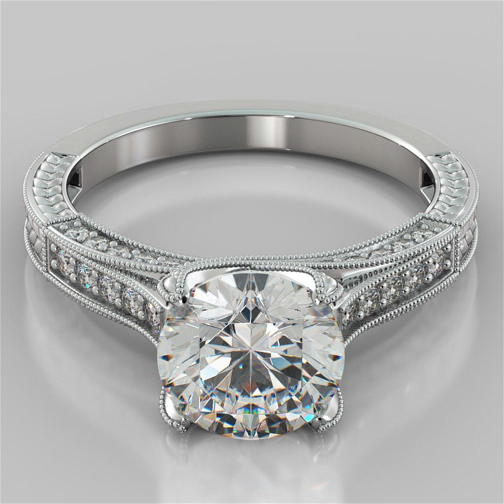 Antique Style Round Cut Wedding Set