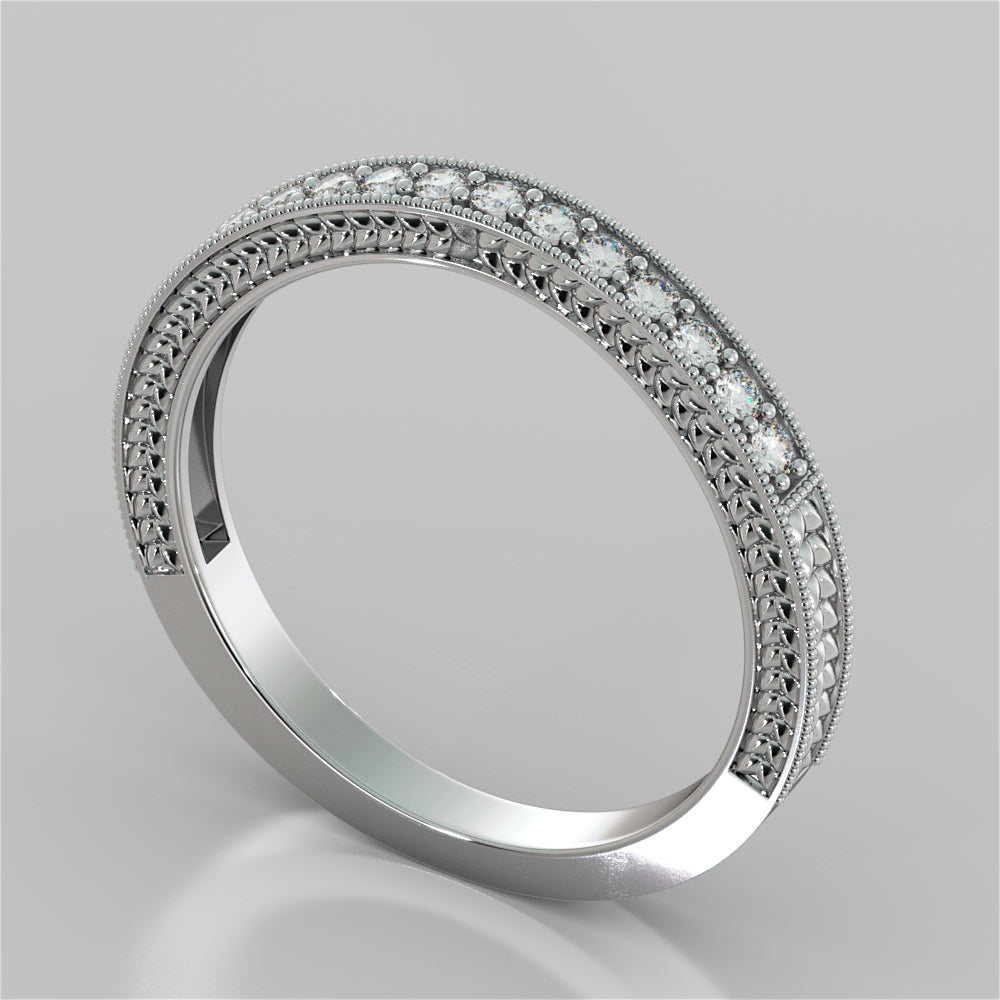 2.50Ct Antique-Style Round Cut Engagement Ring in 14K White Gold- Same Day Shipping