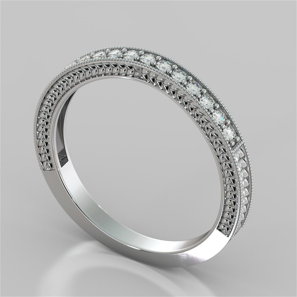 Antique Style Round Cut Wedding Set
