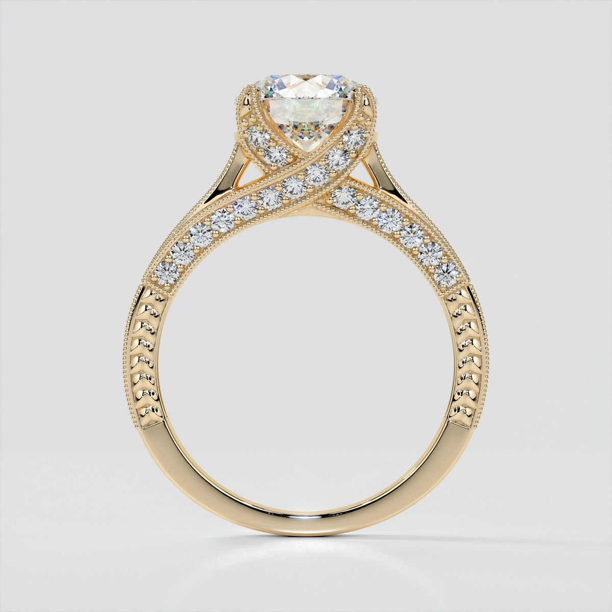 2.0CT Round Cut  Lab Grown Diamond Antique-Style Engagement Ring