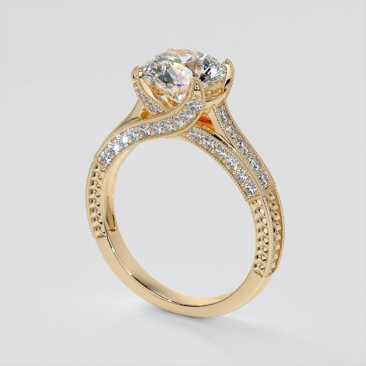 Antique-Style Round Cut Engagement Ring