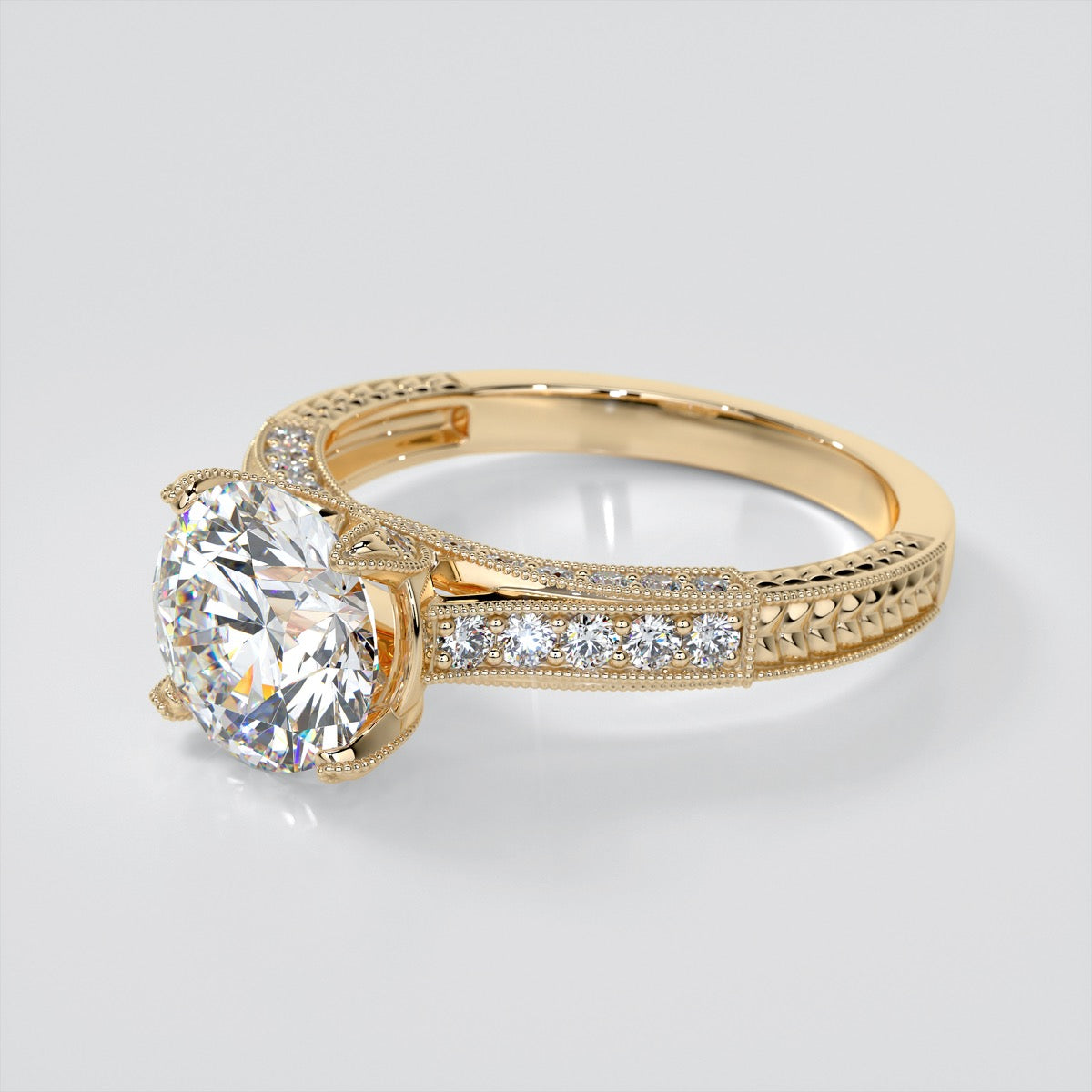 Antique-Style Round Cut Engagement Ring