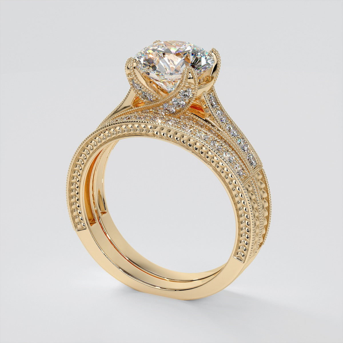 Antique-Style Round Cut Engagement Ring