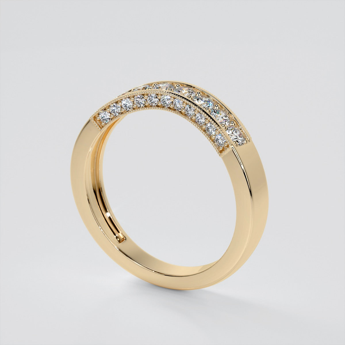 3.16CTW Lab Grown Diamond Round Cut Three Stone Filigree Engagement Ring with Crown Accents