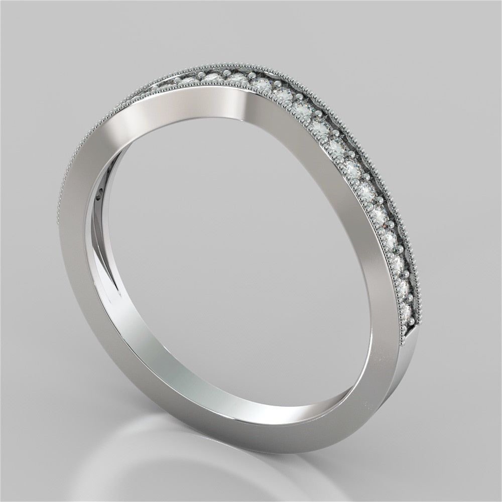 Pavé Style Contoured Wedding Band