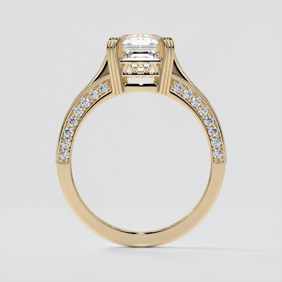 Tapered Claw-Style Asscher Cut Wedding Set with Accents