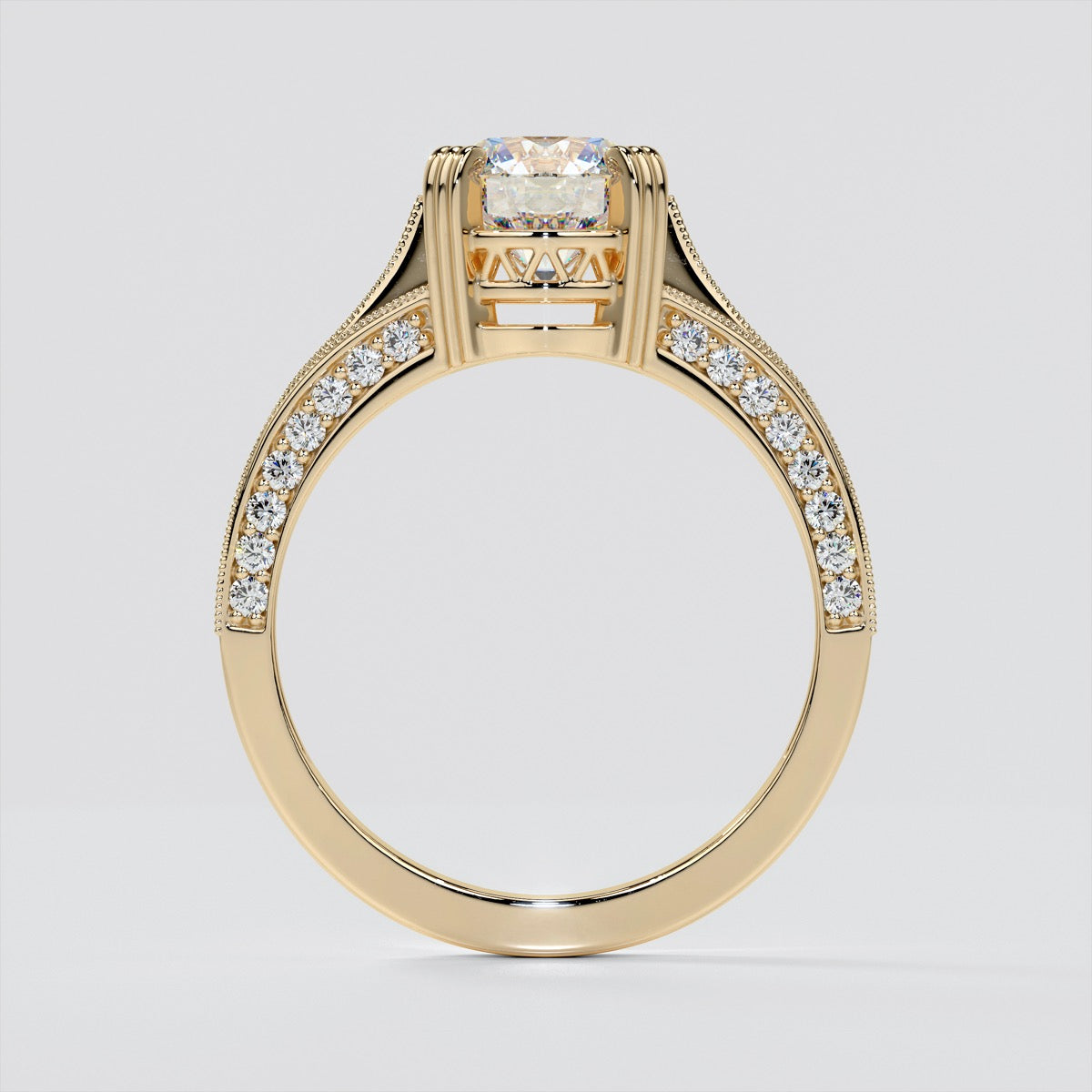 Accented Claw Round Cut Trio Wedding Set