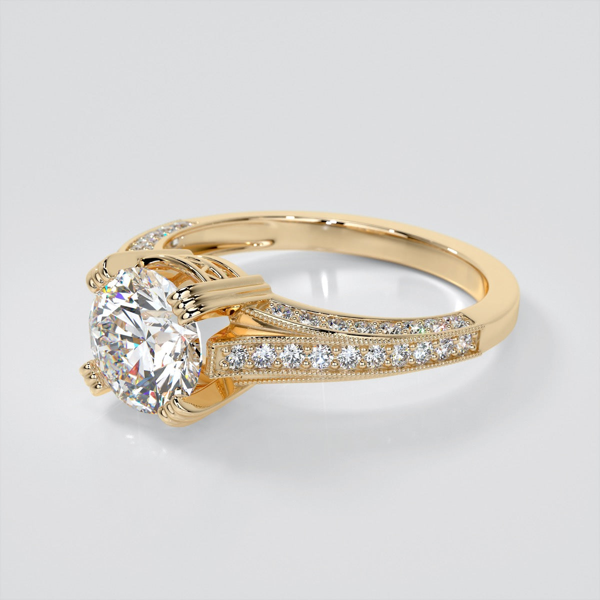 Double Claw Style Round Cut Wedding Set with Accents