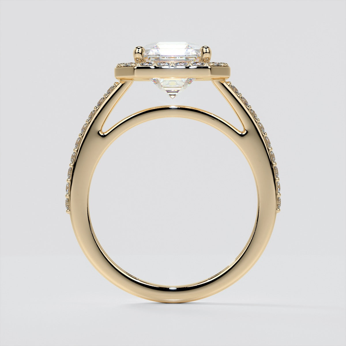 Asscher Cut Halo Filigree Style Engagement Ring