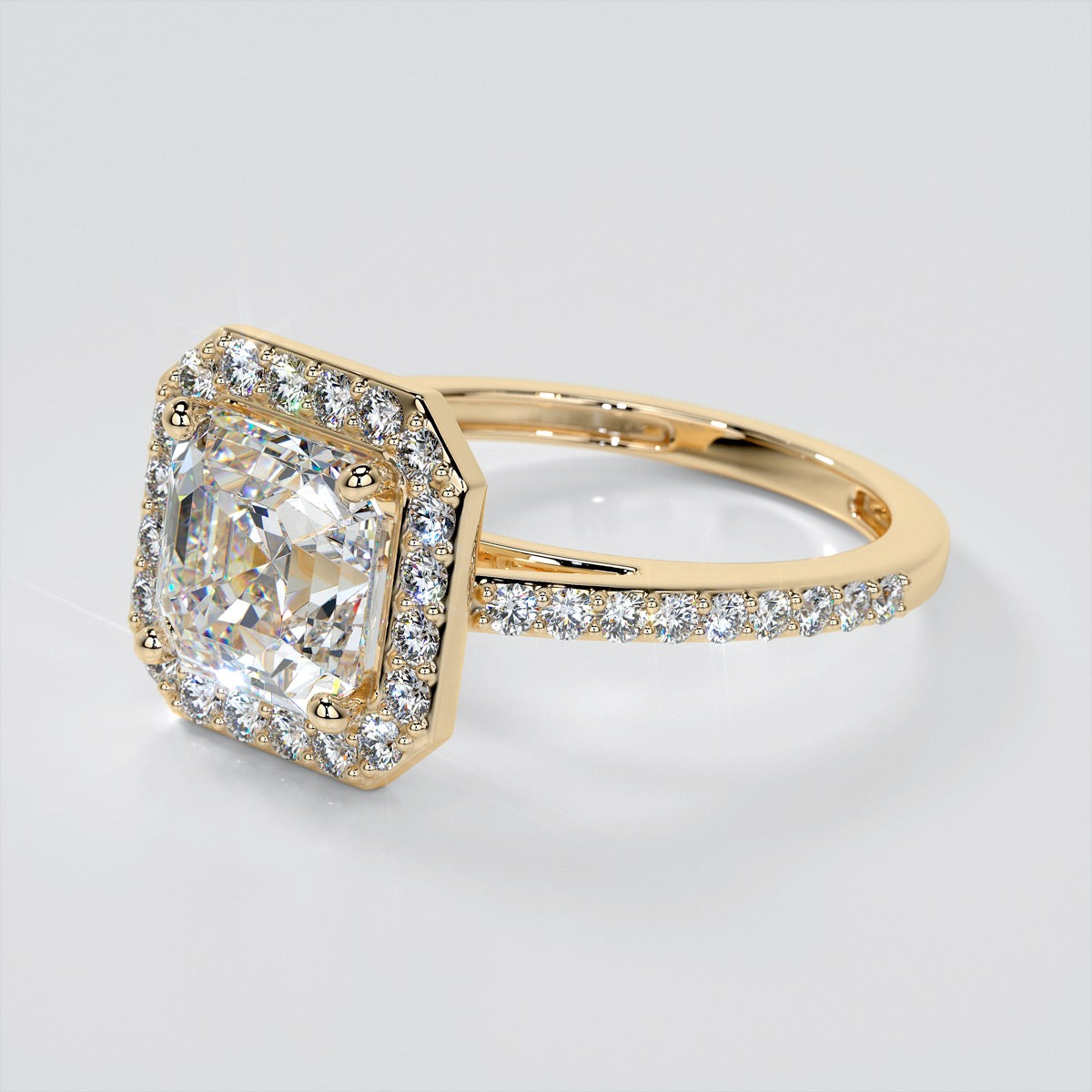 Asscher Cut Halo Wedding Set