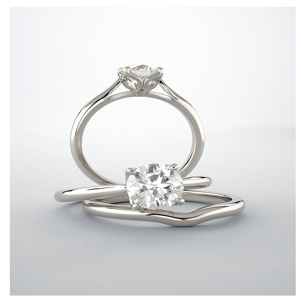 Round Cut Lab Grown Diamond Tulipset Engagement Ring