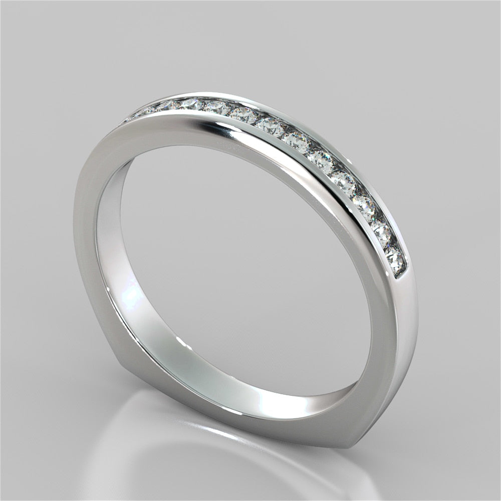 Euro-Style Wedding Band With Graduating Round Accents