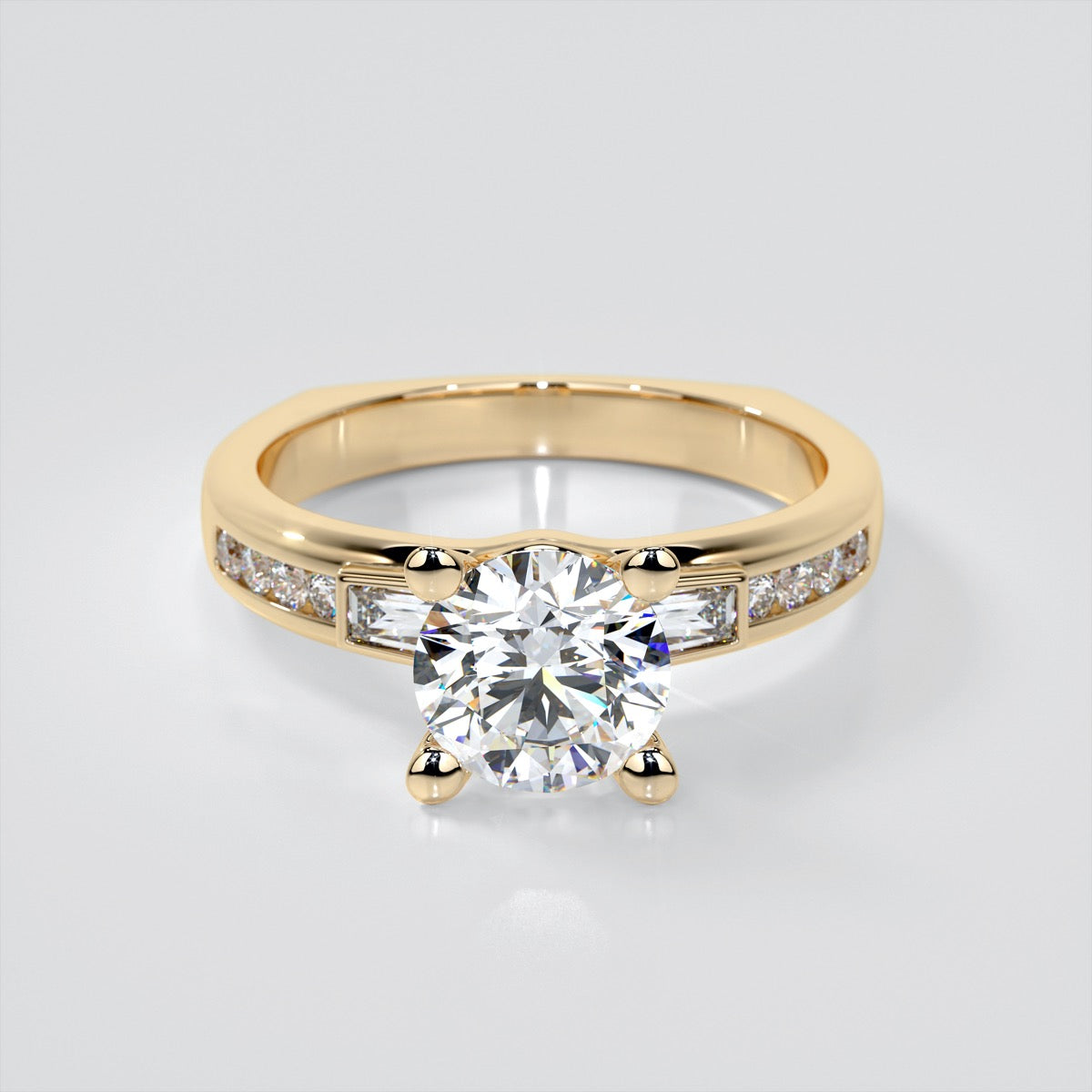 Round Cut Euro-Style Channel Set Wedding Set With 2 Matching Bands