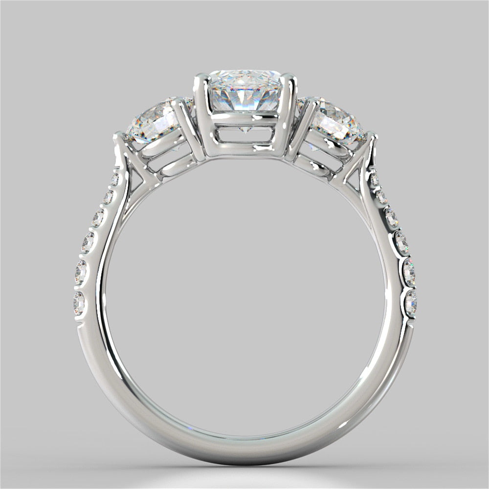 Oval Cut Accented Three-Stone Wedding Set With 2 Matching Bands