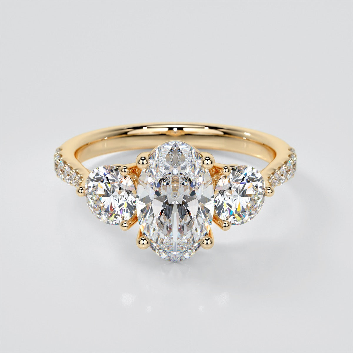 Oval Cut Three-Stone Wedding Set With Accents