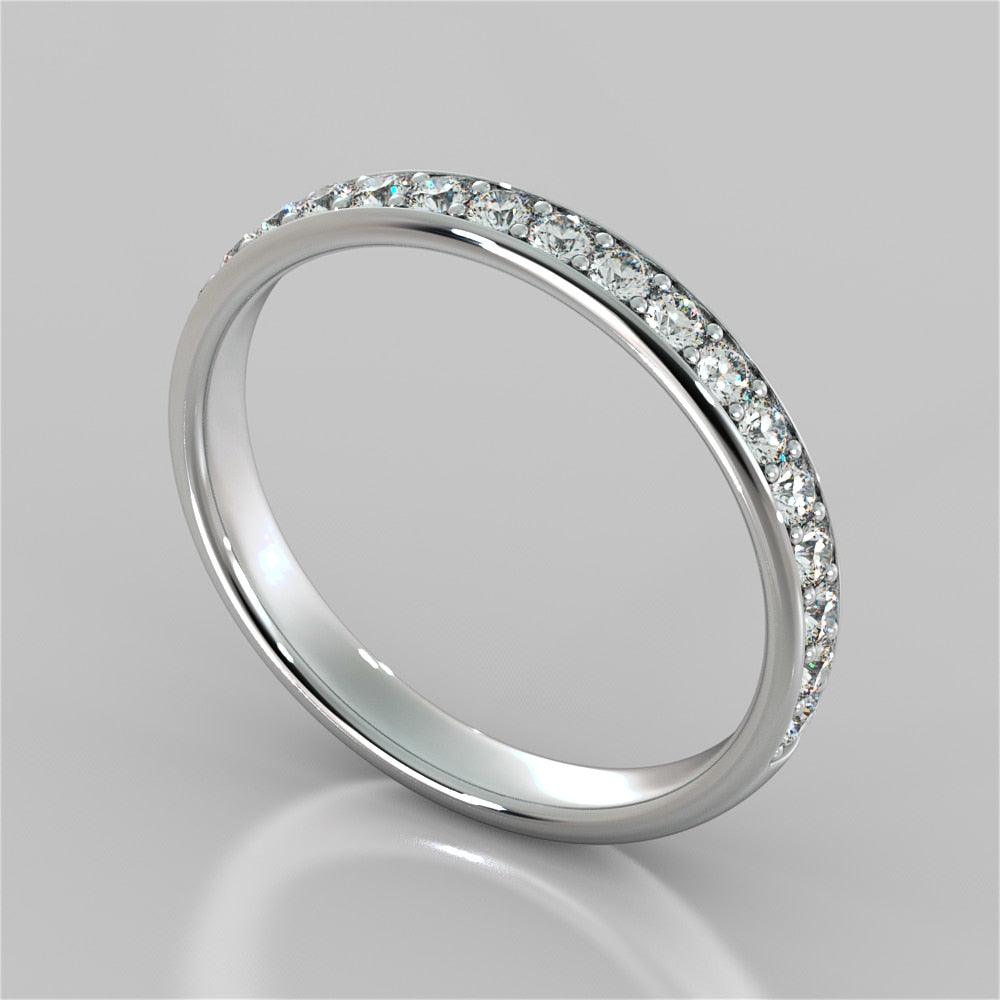 Channel Set Wedding Band With Round Accents