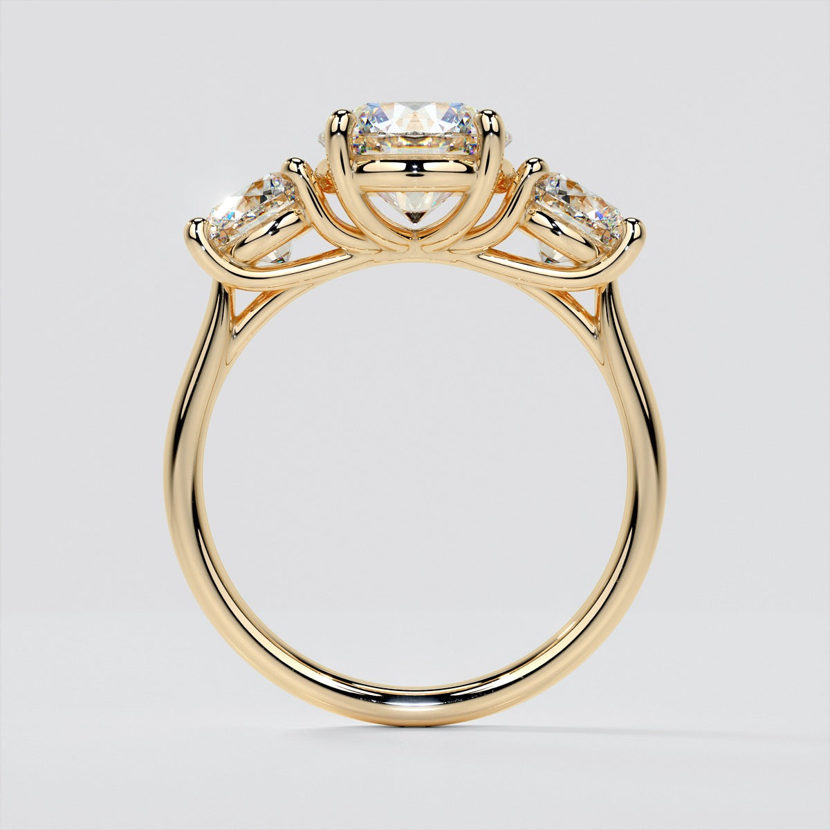 Lab Grown Diamond Round Cut Three-Stone Engagement Ring With Accents