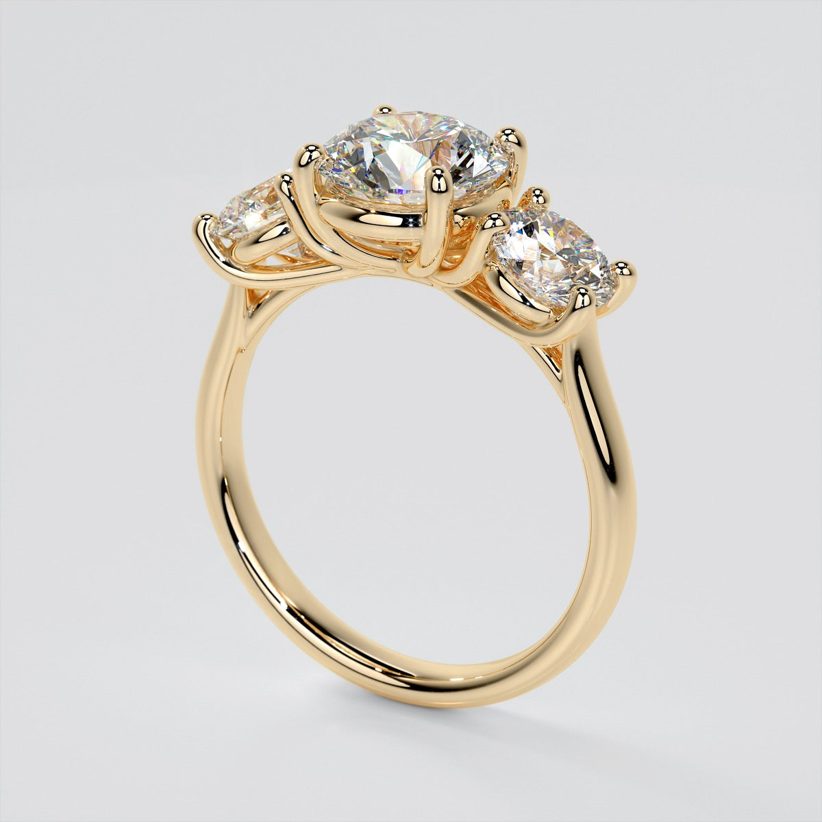 Lab Grown Diamond Round Cut Three-Stone Engagement Ring With Accents