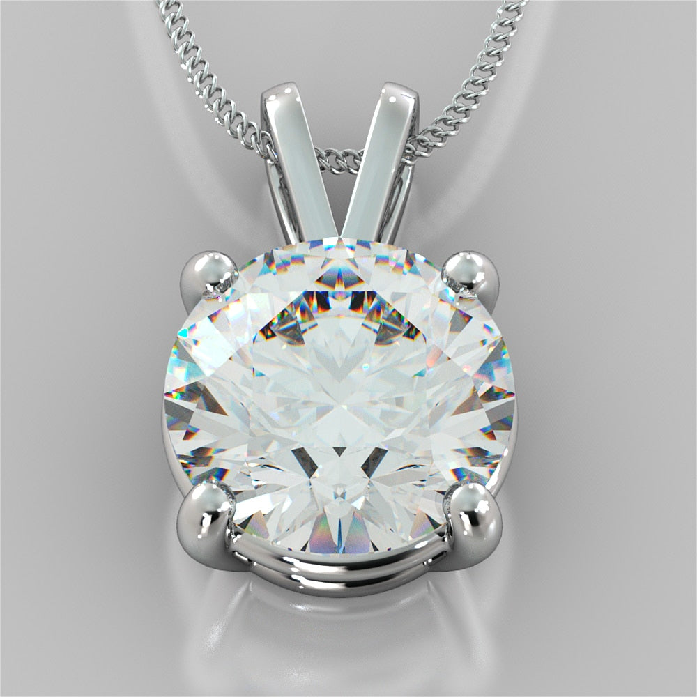 Round Cut Solitaire Pendant With Diamond Cut Cable Chain