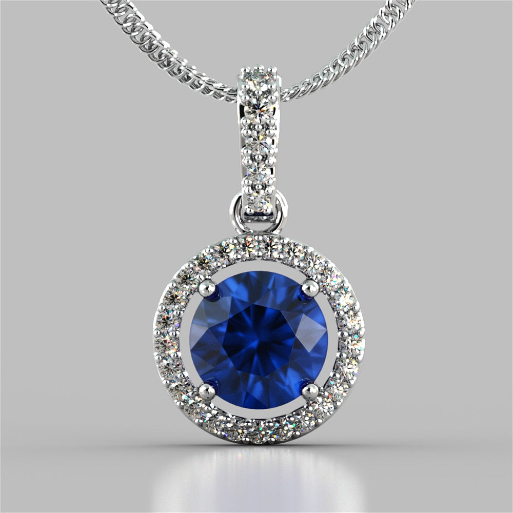 Round Cut Embellished Bail and Halo Pendant