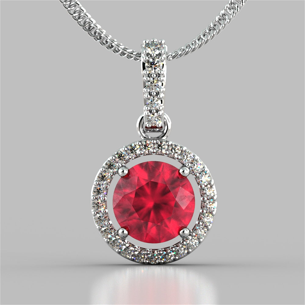 Round Cut Embellished Bail and Halo Pendant