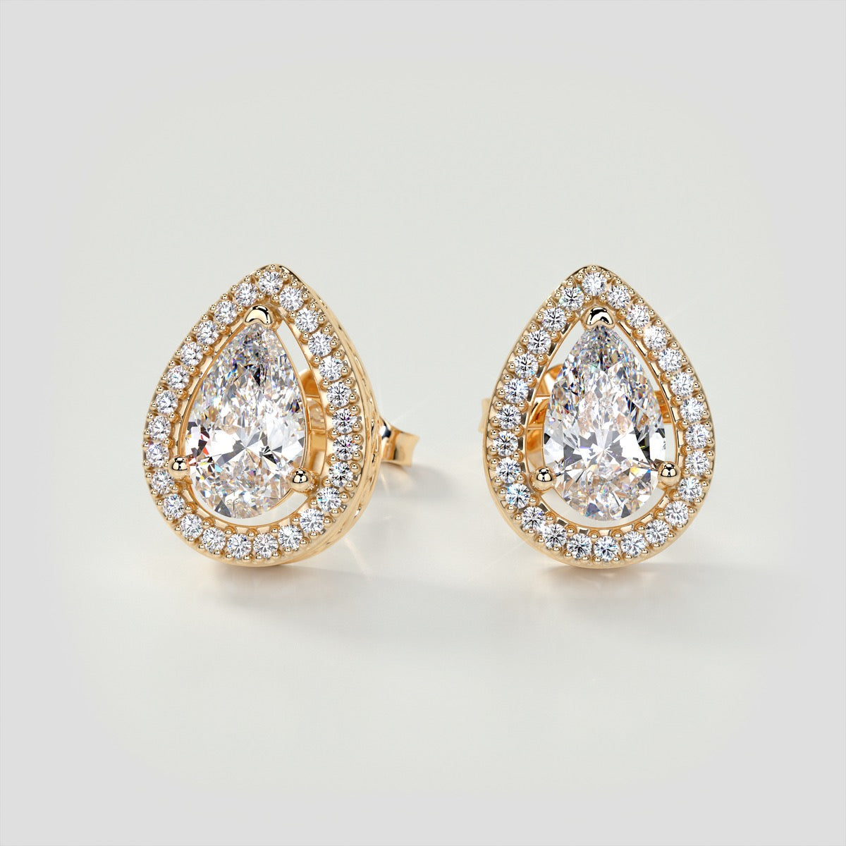 2.26CT Pear Cut Double Tier Halo Earrings