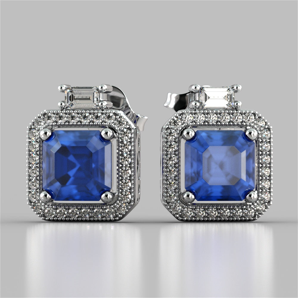 Princess-Cut Halo Earrings