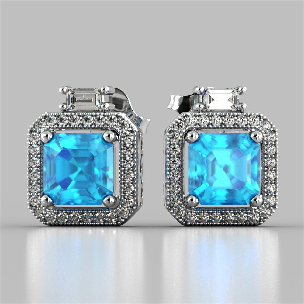 Princess-Cut Halo Earrings