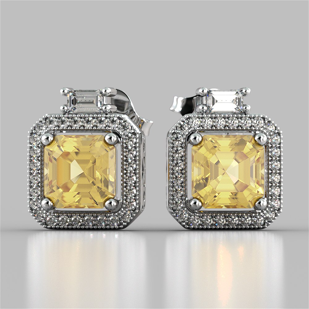 Princess-Cut Halo Earrings