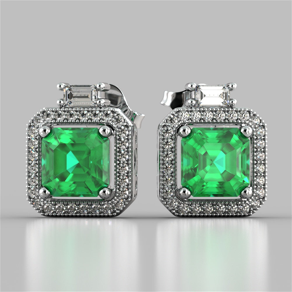 Princess-Cut Halo Earrings