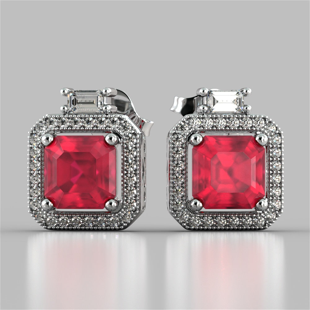 Princess-Cut Halo Earrings